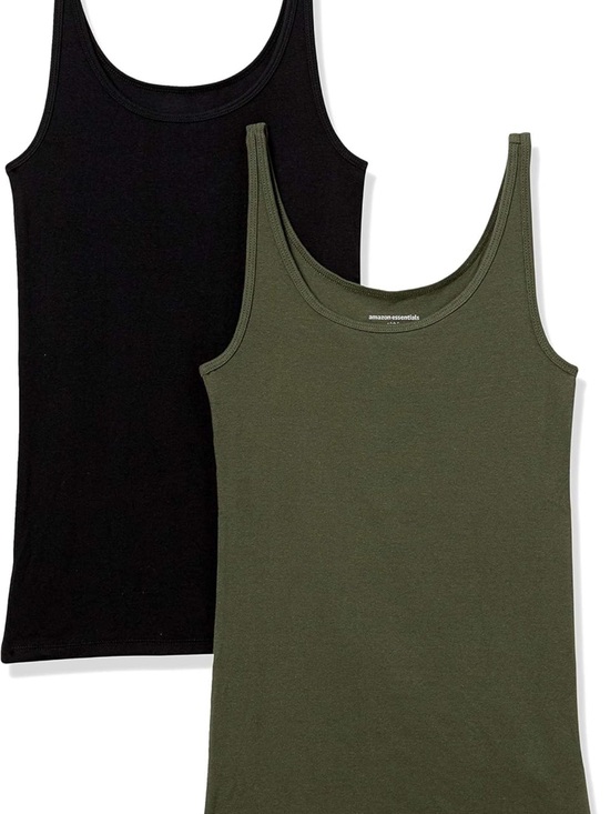 Amazon Essentials Tops - Amazon Essentials Slim Fit Tank Top Set – Black & Olive, Size Small